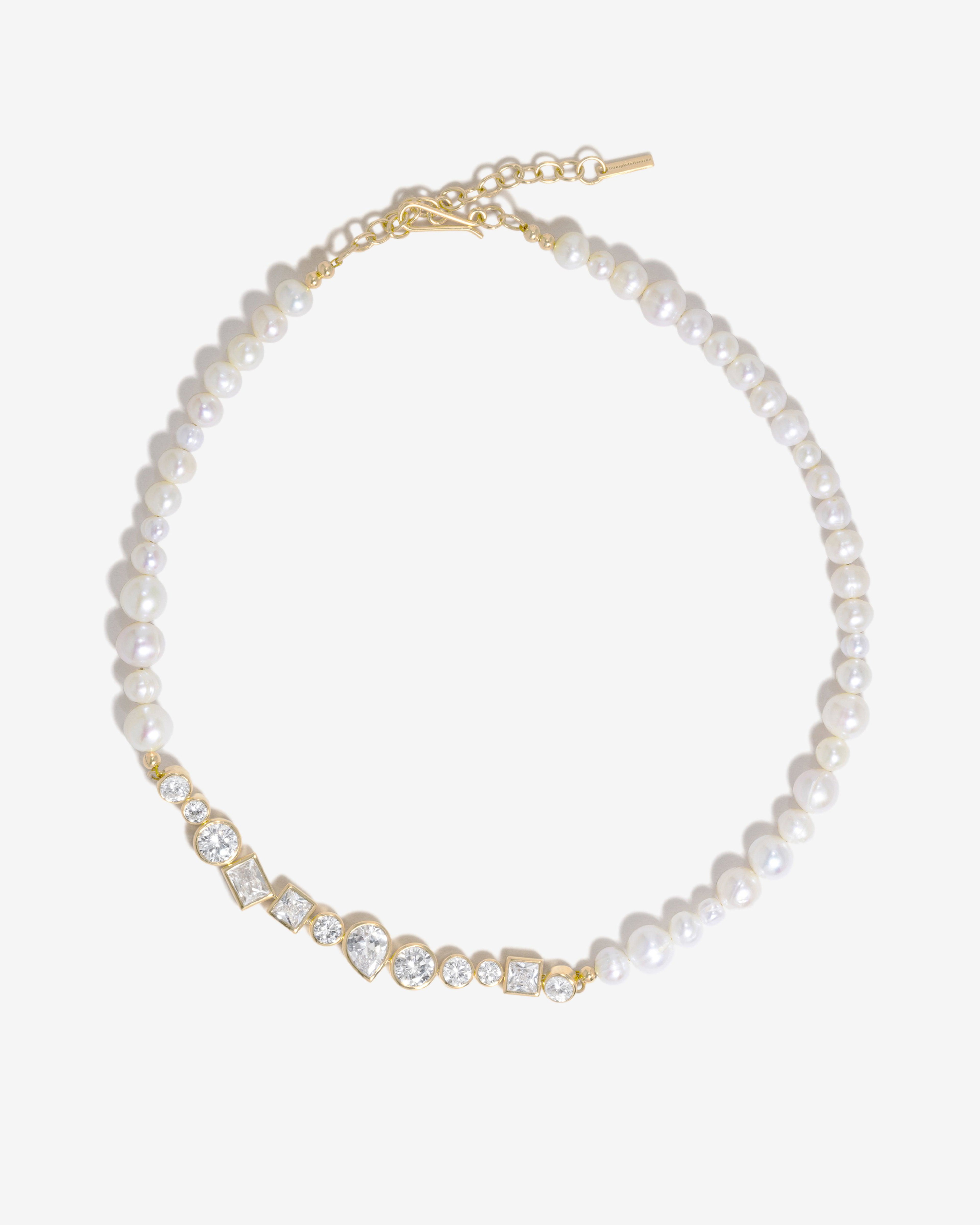 Completedworks - Pearl And Zirconia Necklace - (Yellow Gold) by COMPLETEDWORKS