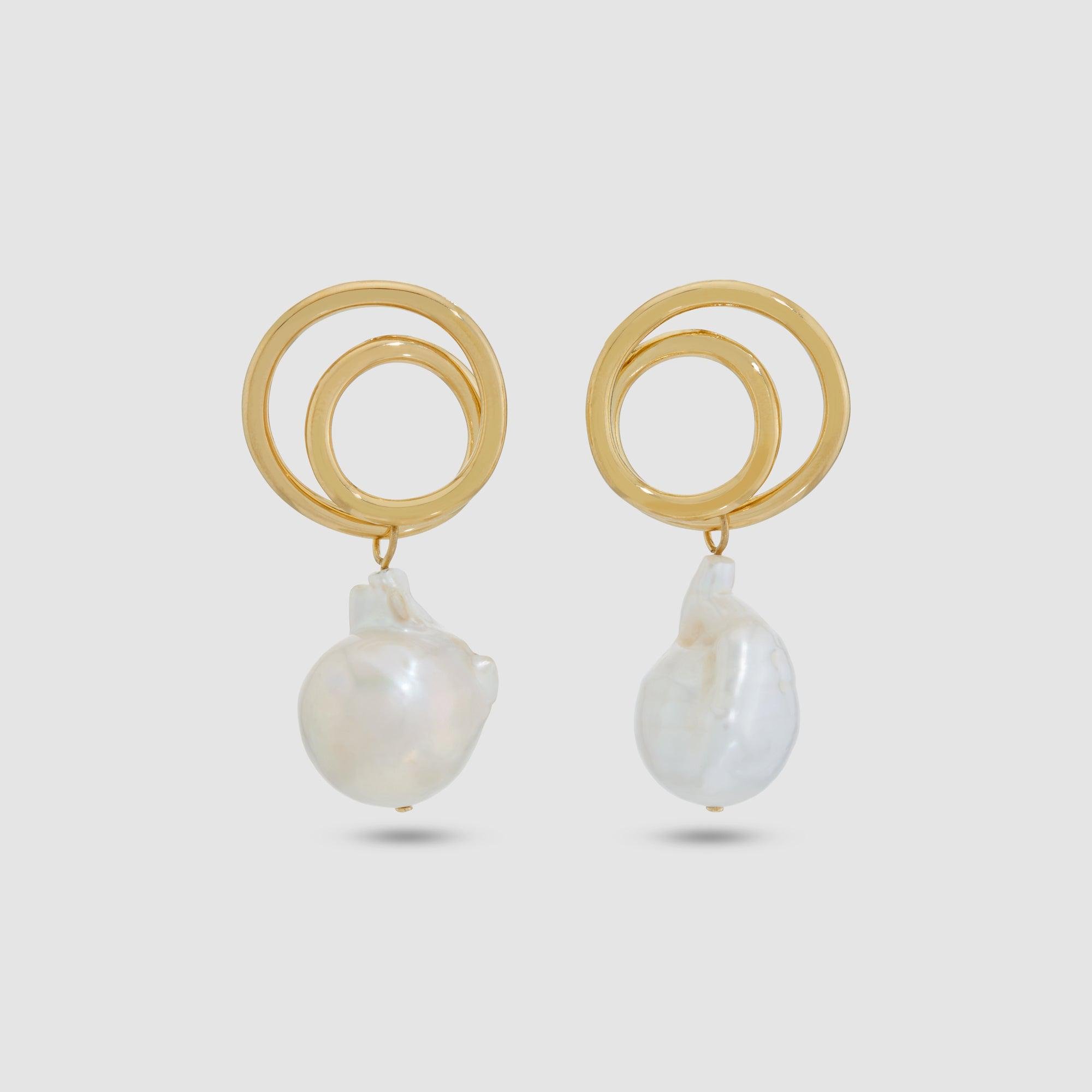 Completedworks - Spiral Earrings with Fresh Water Pearls by COMPLETEDWORKS