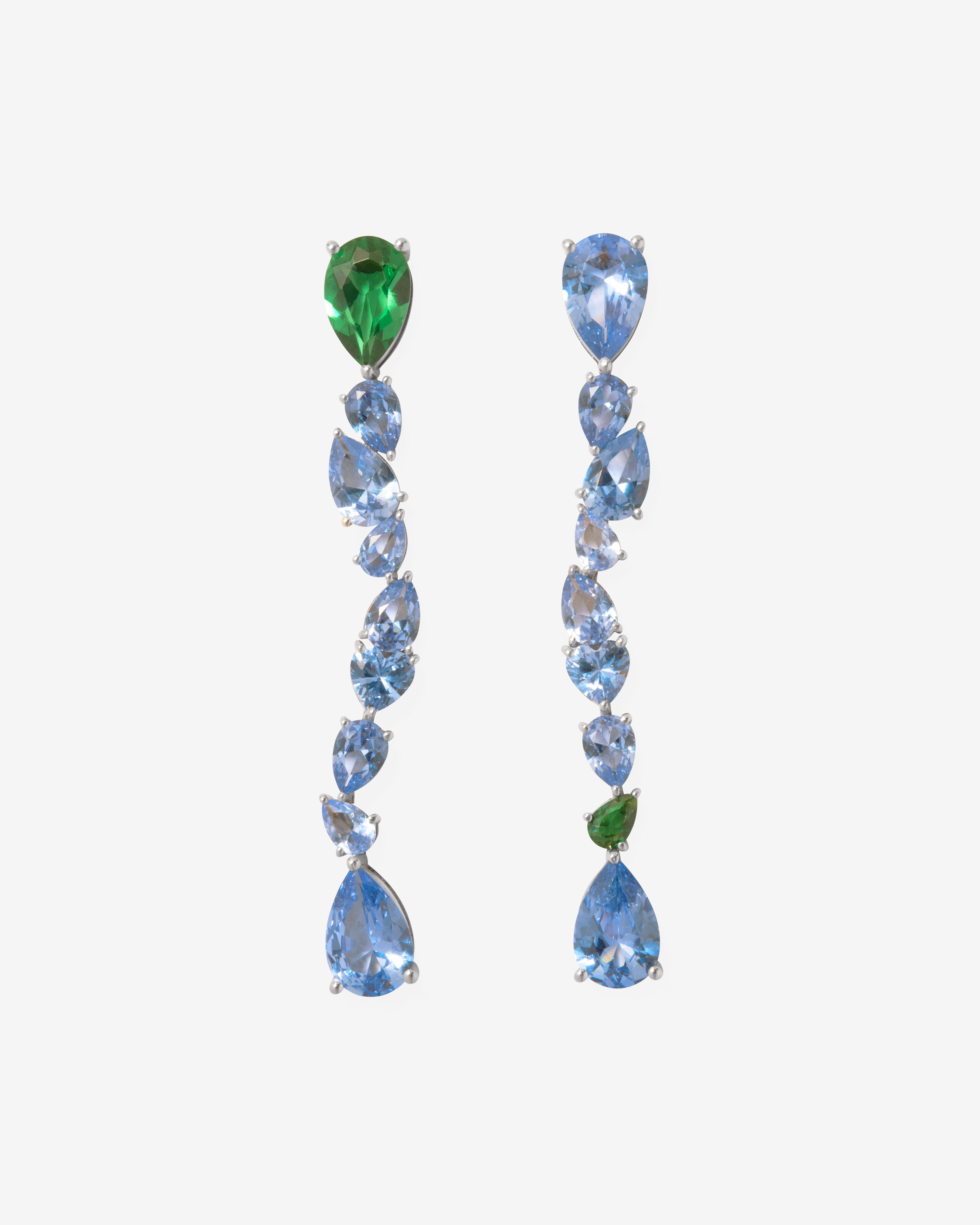 Completedworks - Women's Emerald Zirconia and Synthetic Blue Spinel Recycled Silver Earrings - (Silver) by COMPLETEDWORKS