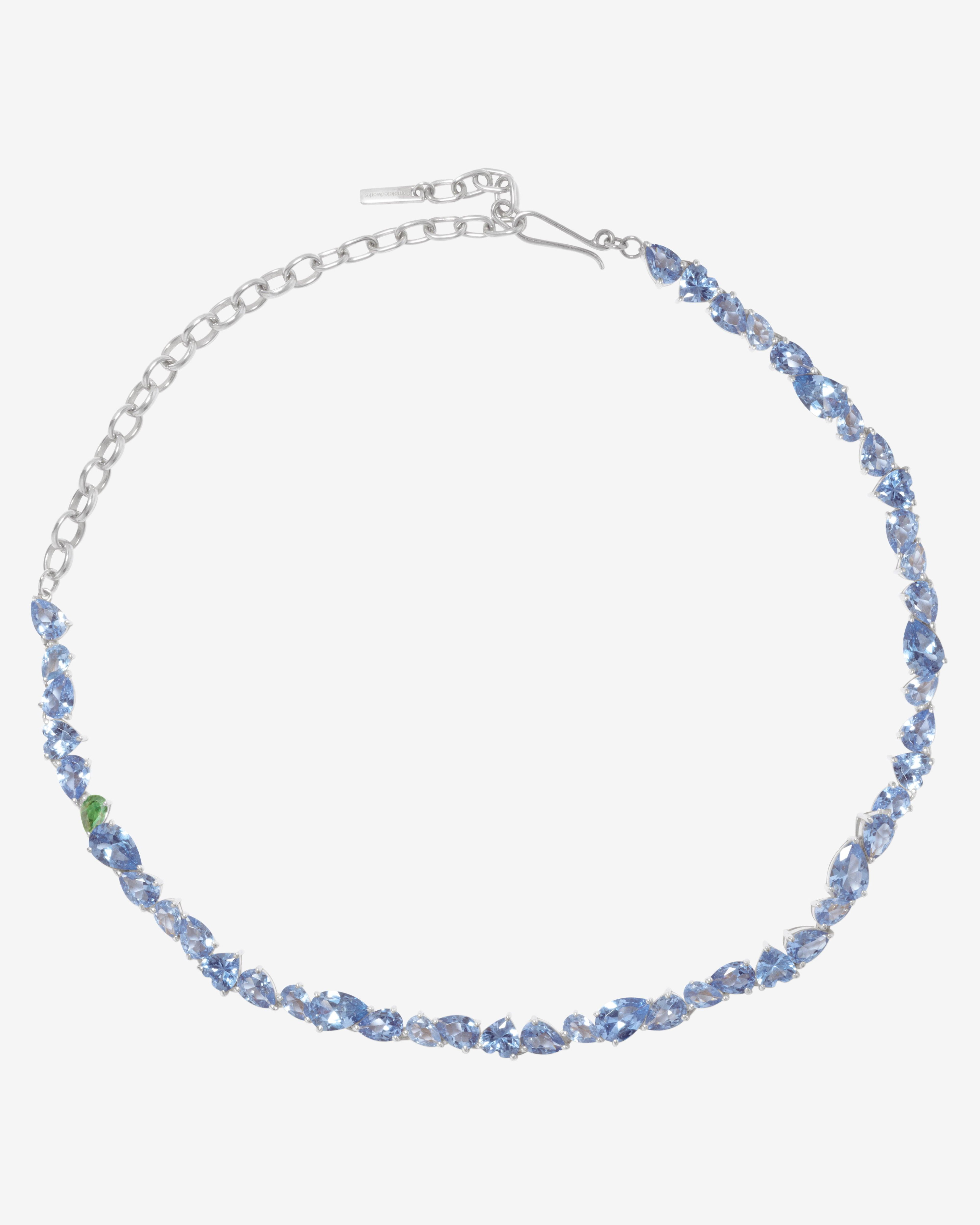Completedworks - Women's Emerald Zirconia and Synthetic Blue Spinel Recycled Silver Necklace - (Silver) by COMPLETEDWORKS