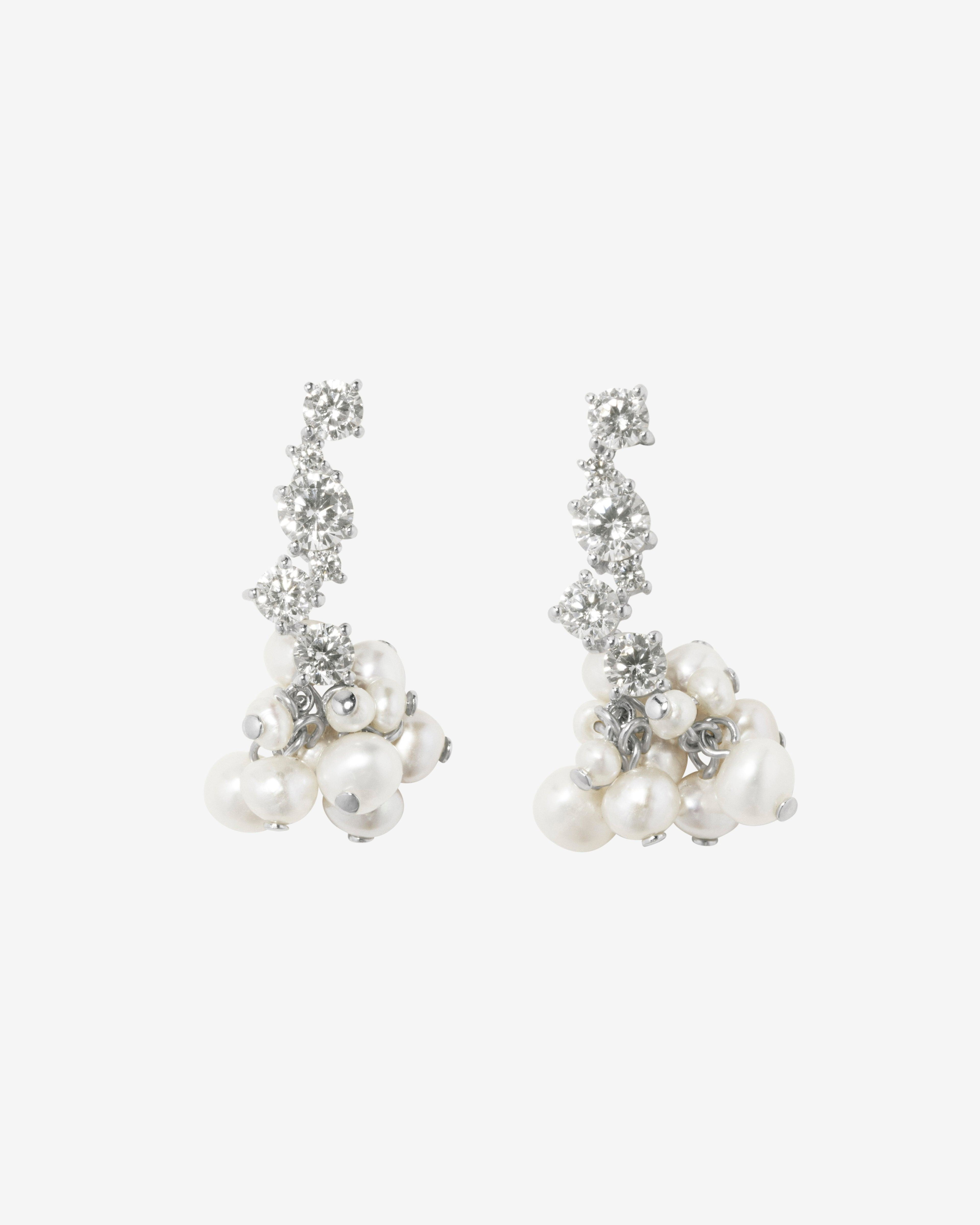 Completedworks - Women's Pearl Cluster Earrings - (Sterling Silver) by COMPLETEDWORKS