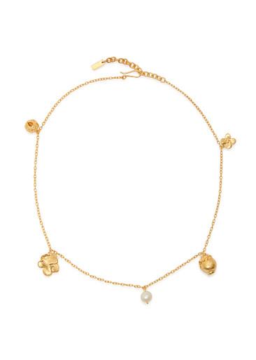 Floral charm-embellished 18kt gold-plated necklace by COMPLETEDWORKS