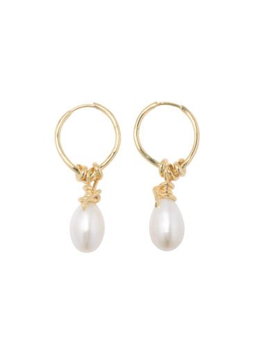 Pearl and 18kt gold vermeil hoop earrings by COMPLETEDWORKS