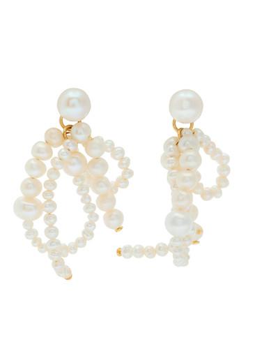 Pearl-embellished 18kt gold vermeil drop earrings by COMPLETEDWORKS