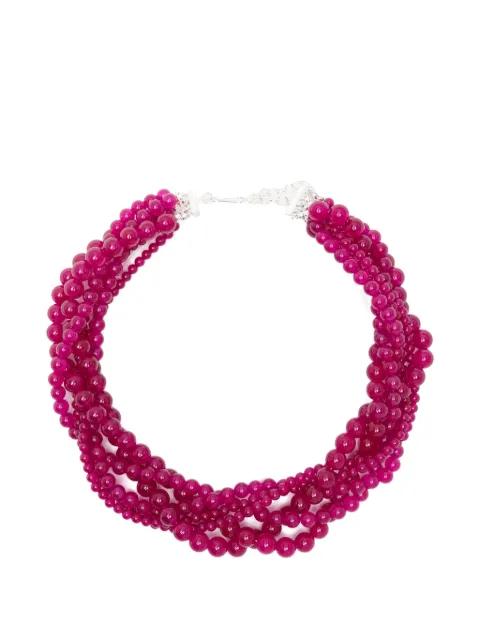fuchsia chalcedony beaded necklace by COMPLETEDWORKS