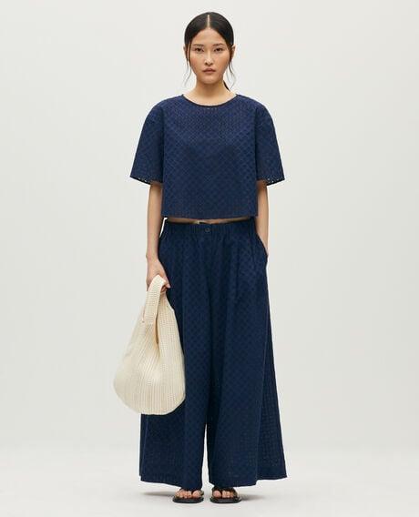 Cotton embroidered cropped trousers L672 eclipse 6scpa248c08 by COMPTOIR DES COTONNIERS