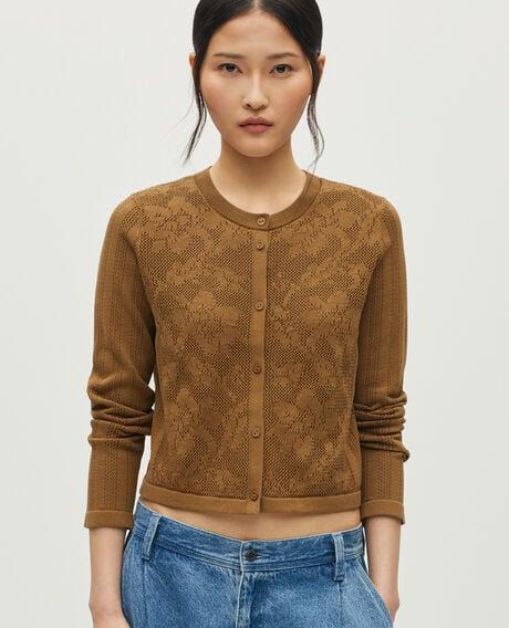 Crochet cotton cardigan L360 ball brown 6scca121c09 by COMPTOIR DES COTONNIERS