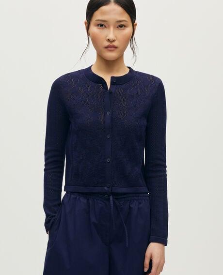 Crochet cotton cardigan L680 blue iris 6scca121c09 by COMPTOIR DES COTONNIERS