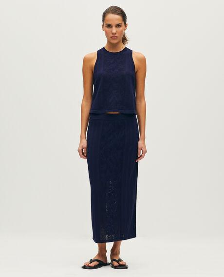 Crochet cotton maxi skirt L680 blue iris 6scsk191c09 by COMPTOIR DES COTONNIERS