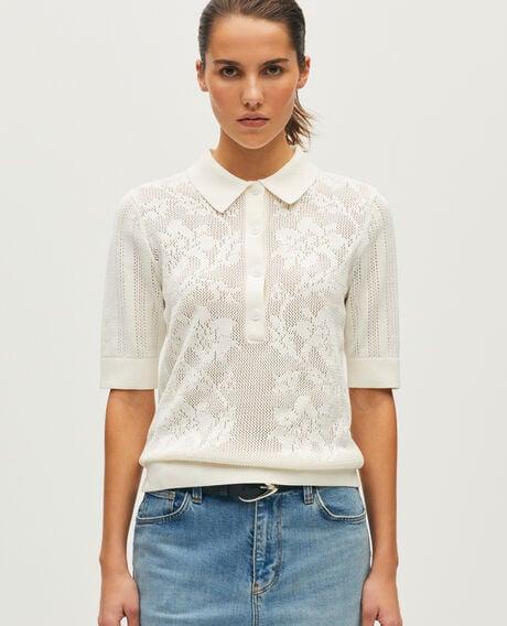 Crochet cotton polo jumper H013 gardenia 6scju088c09 by COMPTOIR DES COTONNIERS