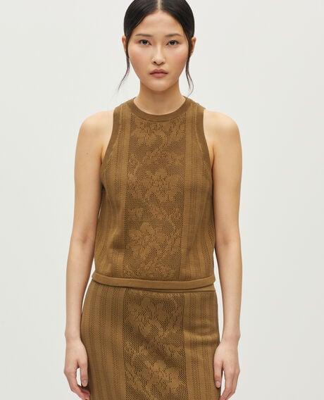 Crochet cotton sleeveless top L360 ball brown 6scju089c09 by COMPTOIR DES COTONNIERS