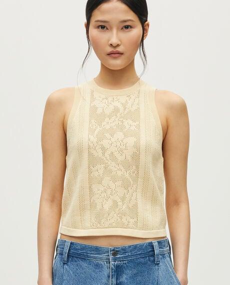 Crochet cotton sleeveless top L410 yellow flan 6scju089c09 by COMPTOIR DES COTONNIERS