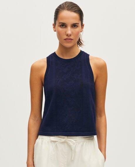 Crochet cotton sleeveless top L680 blue iris 6scju089c09 by COMPTOIR DES COTONNIERS