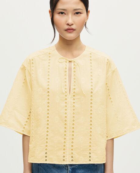 Embroidered cotton blouse L410 yellow flan 6scbl003c06 by COMPTOIR DES COTONNIERS