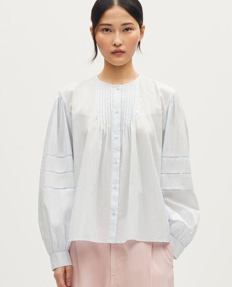 Embroidered cotton blouse L610 light blue water 6scsh023c03 by COMPTOIR DES COTONNIERS