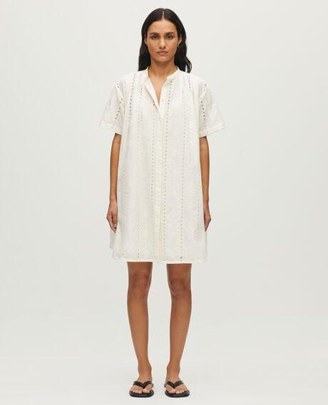 Embroidered cotton mini dress L010 antique white 6scdr250c06 by COMPTOIR DES COTONNIERS
