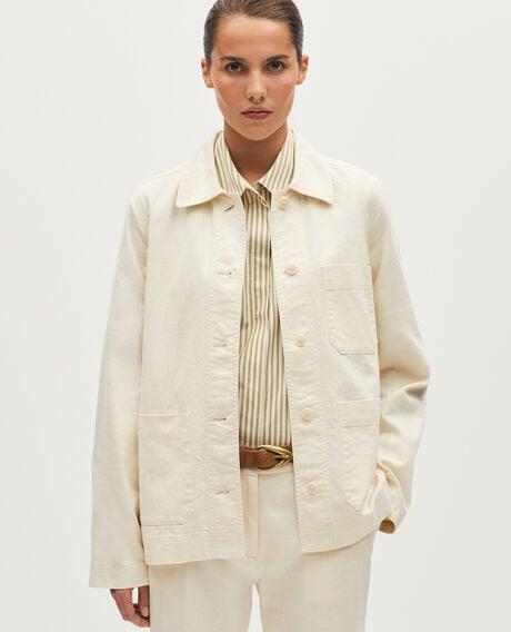 Linen and cotton workwear jacket H303 white swan 6scja214l11 by COMPTOIR DES COTONNIERS