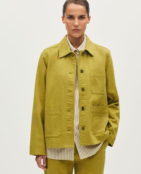 Linen and cotton workwear jacket L560 willow khaki 6scja214l11 by COMPTOIR DES COTONNIERS