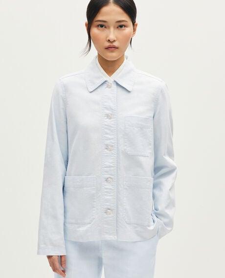 Linen and cotton workwear jacket L610 light blue water 6scja214l11 by COMPTOIR DES COTONNIERS