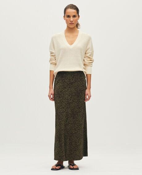 Long leopard‑print skirt L550 leopard kaki 6scsk052v32 by COMPTOIR DES COTONNIERS