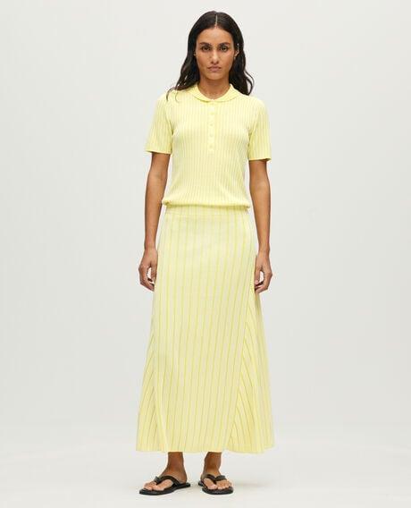 Long ribbed knit skirt L433 white yellow 6scsk095v50 by COMPTOIR DES COTONNIERS