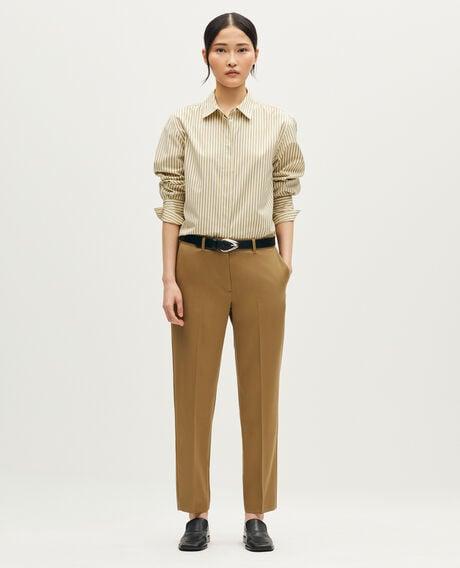 MARGUERITE wool cigarette trousers L330 kaki wood 6scpa021w28 by COMPTOIR DES COTONNIERS