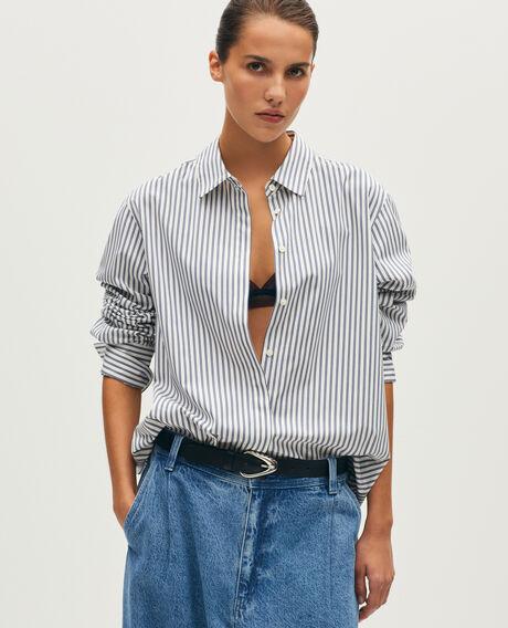 Oversized cotton shirt L685 stripes navy 6scsh167c04 by COMPTOIR DES COTONNIERS