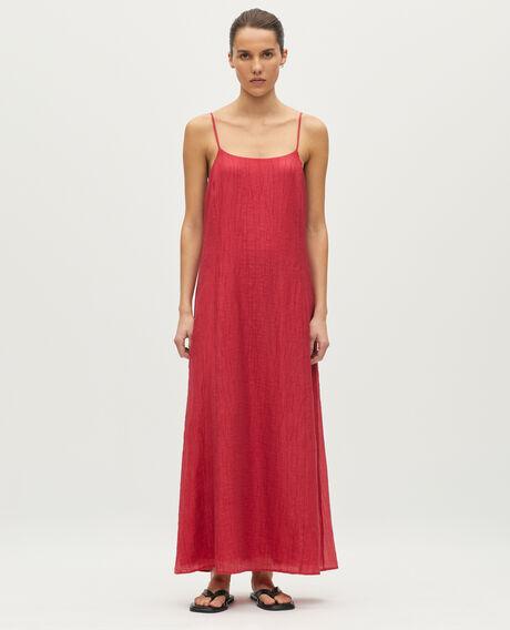 Pleated voile dress with spaghetti straps L125 raspberry pink 6scdr236t04 by COMPTOIR DES COTONNIERS