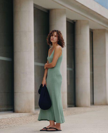 Rib knit maxi dress L512 green ivy 6scdk200v50 by COMPTOIR DES COTONNIERS