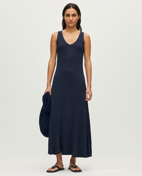 Rib knit maxi dress L682 blue black 6scdk200v50 by COMPTOIR DES COTONNIERS