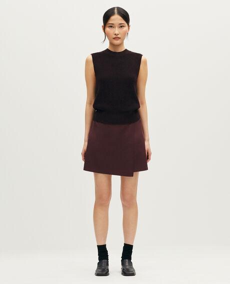 Short cotton wrap skirt L380 fudge dark brown 6scsk038c39 by COMPTOIR DES COTONNIERS
