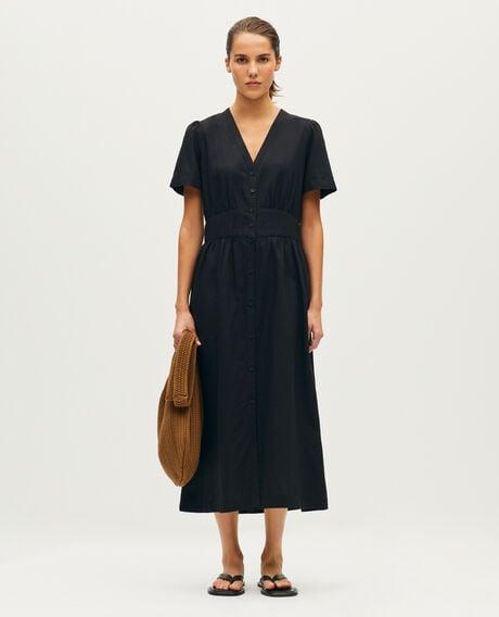 Short-sleeved long dress U090 black 6scdr261 by COMPTOIR DES COTONNIERS