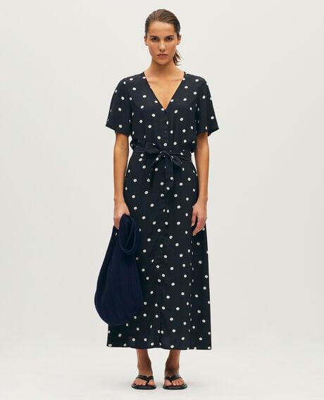 Silky polka dot maxi dress L093 new dots black 6scdr235v32 by COMPTOIR DES COTONNIERS