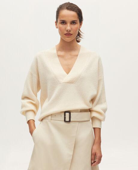 V-neck cashmere jumper K300 ecru beige 5wju026w24 by COMPTOIR DES COTONNIERS