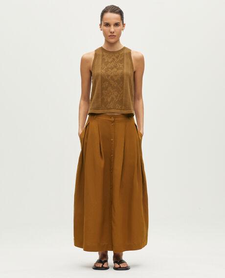 Viscose & linen button front maxi skirt L340 carob brown 6scsk240v01 by COMPTOIR DES COTONNIERS