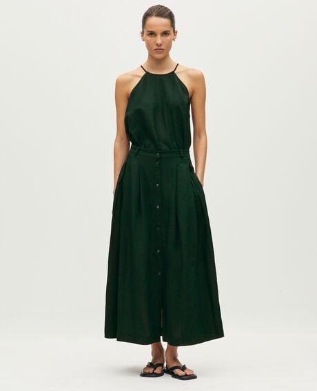 Viscose & linen button front maxi skirt L591 scarab green 6scsk240v01 by COMPTOIR DES COTONNIERS