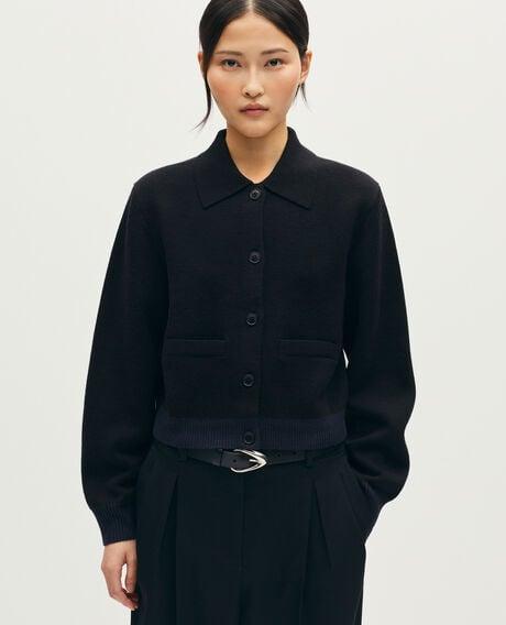 Wool cardigan L090 bico black navy 6scca139w74 by COMPTOIR DES COTONNIERS