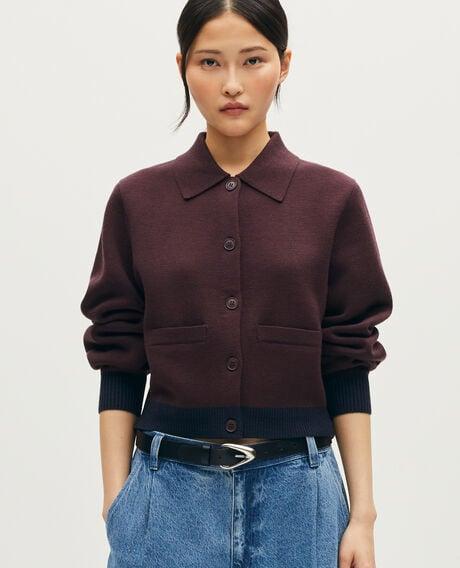 Wool cardigan L386 bico brown navy 6scca139w74 by COMPTOIR DES COTONNIERS