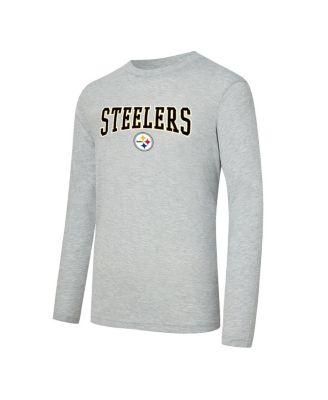 Men's 2-Piece Black/Gray Pittsburgh Steelers Regulate Long Sleeve T-Shirt and Plaid Pants Set by CONCEPTS SPORT