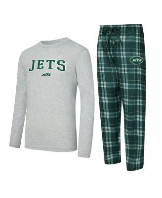 Men's 2-Piece Green/Gray New York Jets Regulate Long Sleeve T-Shirt and Plaid Pants Set by CONCEPTS SPORT