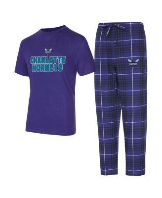 Men's 2-Piece Purple/Black Charlotte Hornets Vector Top and Flannel Pants Sleep Set by CONCEPTS SPORT