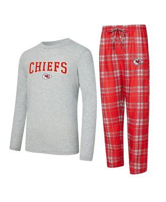 Men's 2-Piece Red/Gray Kansas City Chiefs Regulate Long Sleeve T-Shirt and Plaid Pants Set by CONCEPTS SPORT