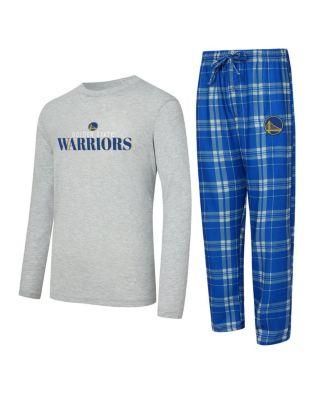 Men's 2-Piece Royal/Heather Gray Golden State Warriors Regulate Long Sleeve T-Shirt and Plaid Pants Set by CONCEPTS SPORT