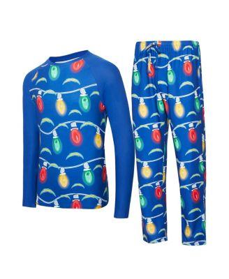 Men's 2-Piece Royal Los Angeles Chargers Garland Knit  PJ Raglan Long Sleeve Top and Pants Set by CONCEPTS SPORT