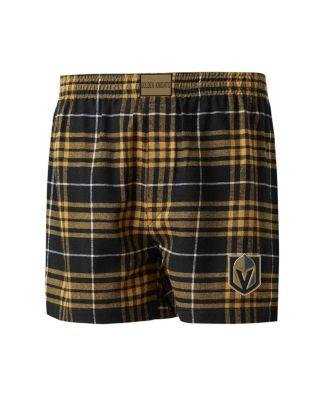 Men's Black, Gold Vegas Golden Knights Concord Flannel Boxers by CONCEPTS SPORT