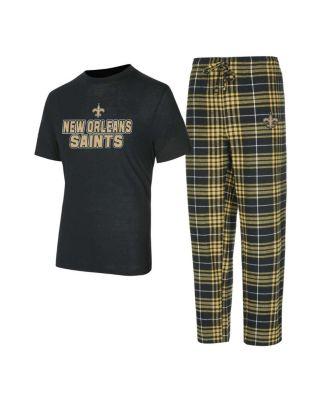 Men's Black/ New Orleans Saints Vector T-Shirt Flannel Pants Sleep Set by CONCEPTS SPORT