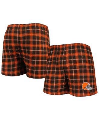 Men's Brown and Orange Cleveland Browns Ledger Flannel Boxers by CONCEPTS SPORT