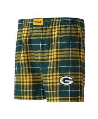 Men's Green, Gold Green Bay Packers Concord Flannel Boxers by CONCEPTS SPORT