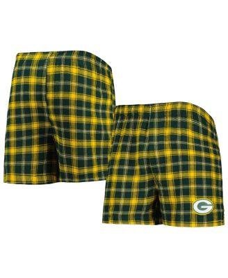 Men's Green and Gold Green Bay Packers Ledger Flannel Boxers by CONCEPTS SPORT