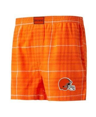 Men's Orange, White Cleveland Browns Concord Flannel Boxers by CONCEPTS SPORT
